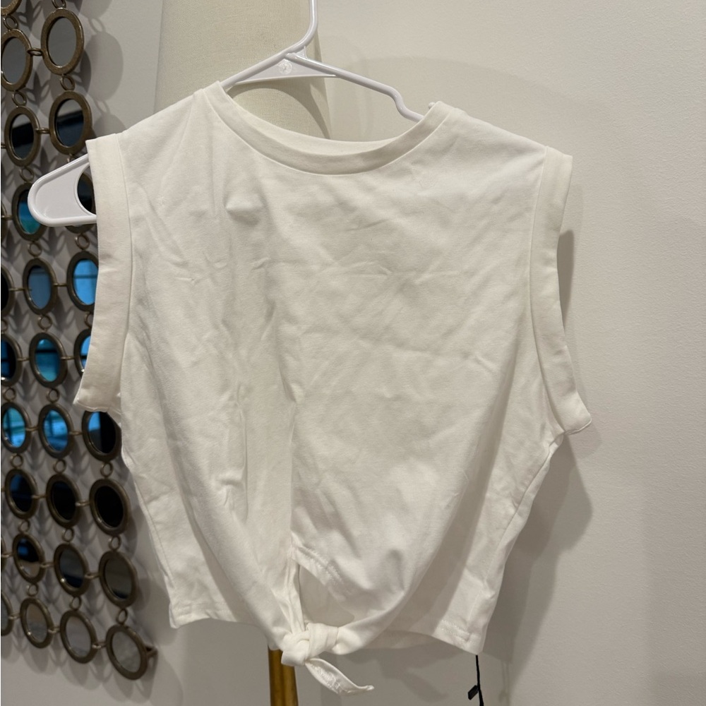 Commense Cream Tie-Front Muscle Tee
